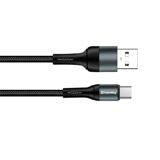 COLORWAY Kábel, USB Type-C CW-CBUC045-BK, nylon 2,4A 1M fekete