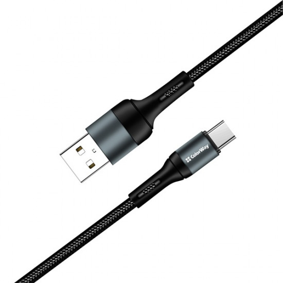 COLORWAY Kábel, USB Type-C CW-CBUC045-BK, nylon 2,4A 1M fekete