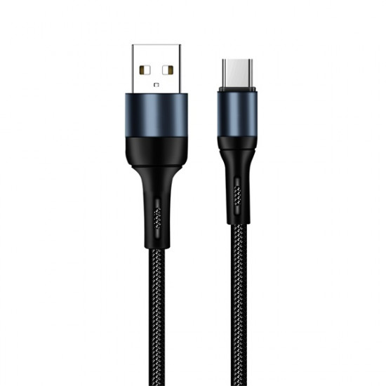COLORWAY Kábel, USB Type-C CW-CBUC045-BK, nylon 2,4A 1M fekete