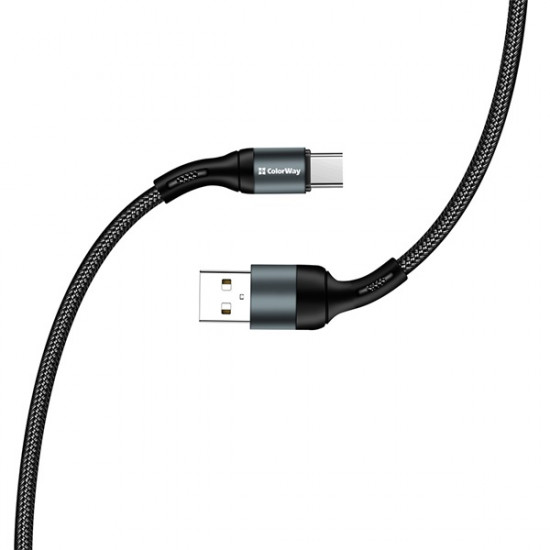COLORWAY Kábel, USB Type-C CW-CBUC045-BK, nylon 2,4A 1M fekete