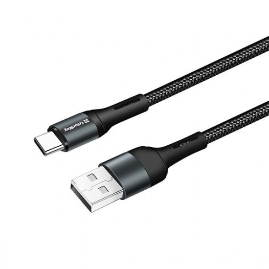 COLORWAY Kábel, USB Type-C CW-CBUC045-BK, nylon 2,4A 1M fekete