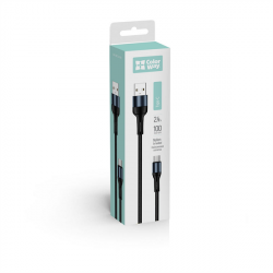 COLORWAY Kábel, USB Type-C CW-CBUC045-BK, nylon 2,4A 1M fekete