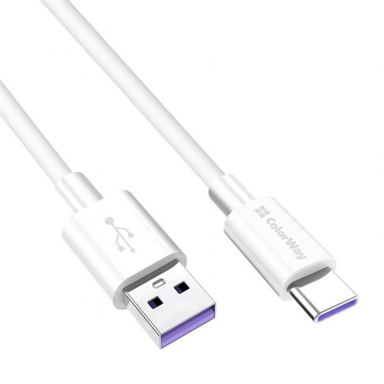 COLORWAY Kábel, USB Type-C CW-CBUC019-WH, gyors töltés, 5,0A 1M fehér