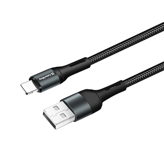 COLORWAY Kábel, USB CW-CBUL045-BK, Apple Lightning (nylon) 2,4A 1M fekete