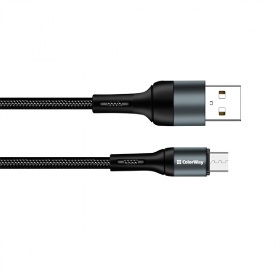 COLORWAY Kábel, USB CW-CBUM045-BK, MicroUSB (nylon) 2,4A 1M fekete