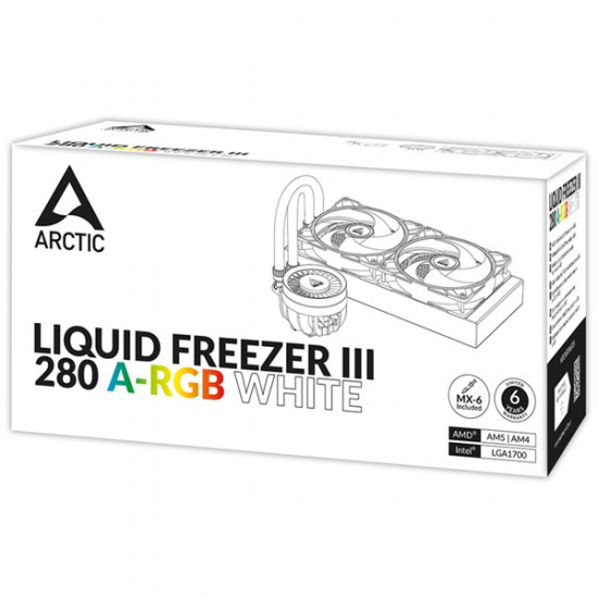 ARCTIC COOLING CPU hűtő Liquid Freezer III 280 A-RGB (vízhűtés), Univerzális Fehér