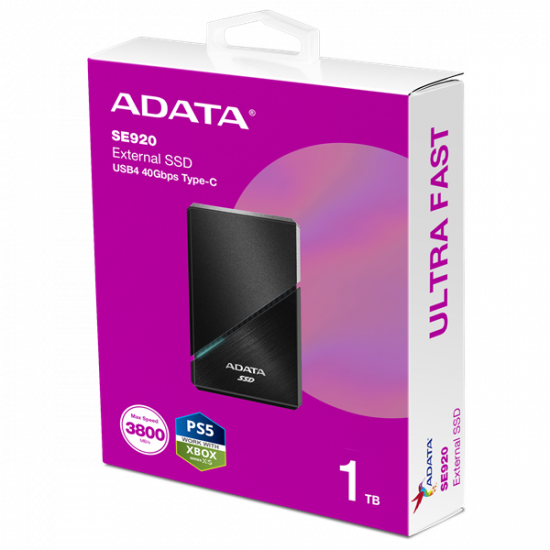 ADATA SSD Külső USB 3.2 1TB SE920 Elite, Fekete