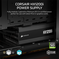 CORSAIR Tápegység Moduláris, HXi series 2025, HX1200i, 1200W, 14cm, ATX 3.1, PCIe 5.1, BOX, 80+ Platinum