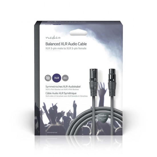 Nedis COTG15010GY200  XLR 3 tűs dugó | XLR 3 tűs aljzat, 20m