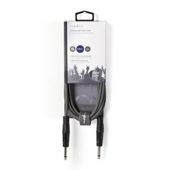 Nedis COTH23200GY50 félprofi audio kábel, 3,5mm sztero jack dugó - 2 x 6,35mm mono jack dugó, 5m, rugalmas