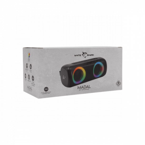 WHITE SHARK GBT-876 MADAL BLUETOOTH HANGSZÓRÓ 2X10W, TWS, fekete