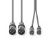 Nedis COTH15210GY30 félprofi XLR audio kábel, 2x XLR 3 tűs dugó - 2x RCA dugó, 3m