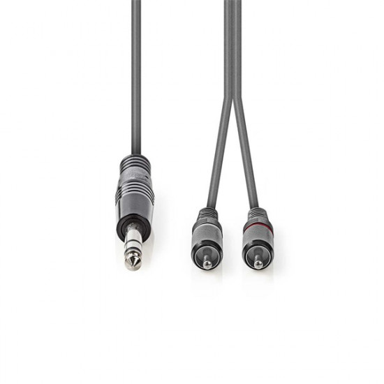 Nedis COTH23300GY15 félprofi XLR audio kábel, 6,35mm sztereo jack dugó - 2x RCA dugó, 1,5m
