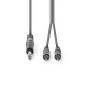 Nedis COTH23300GY15 félprofi XLR audio kábel, 6,35mm sztereo jack dugó - 2x RCA dugó, 1,5m
