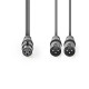 Nedis COTH15020GY15 félprofi XLR audio kábel, XLR 3p aljzat - 2 x XLR 3p dugó, 1.5m, rugalmas