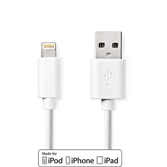 Nedis CCGL39300WT10 USB 2.0, Apple Lightning 8-Pin kábel MFI engedélyes Apple chipkészlettel, 1m