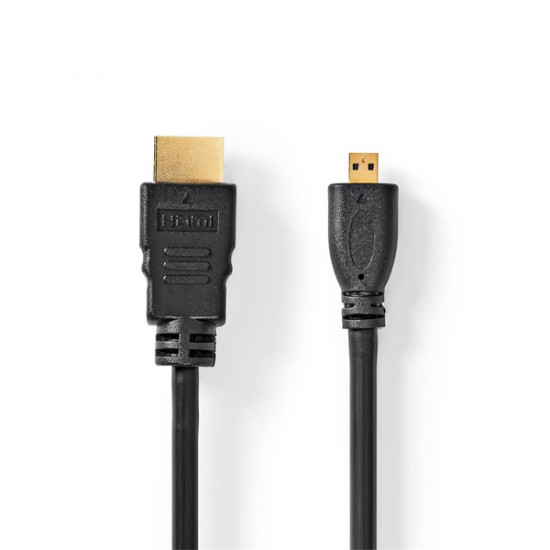Nedis CVGB34700BK20 micro HDMI - HDMI kábel, 4K@30Hz, 10,2 Gbps, 2m