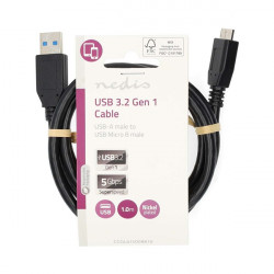 Nedis CCGL61500BK10 USB3.2 - micro-B (micro B) kábel, 5 Gbps, 1m, (USB3.1, USB3.0, USB2.0)