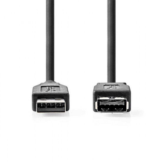 Nedis CCGL61010BK20 USB3.2 toldó / hosszabító kábel, USB A dugó - USB-A aljzat, 5 Gbps, 2m (USB3.1, USB3.0, USB2.0)