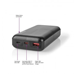 Nedis UPBKPD20000BK hordozható külső akkumulátor, powerbank 20000mAh