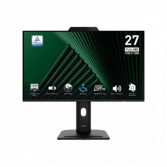 MSI Monitor Business PRO MP272PMG 27" FHD 1920x1080, IPS, 16:9, 120Hz, 1500:1, 1ms, DP, HDMI, VGA, Webcam, Black