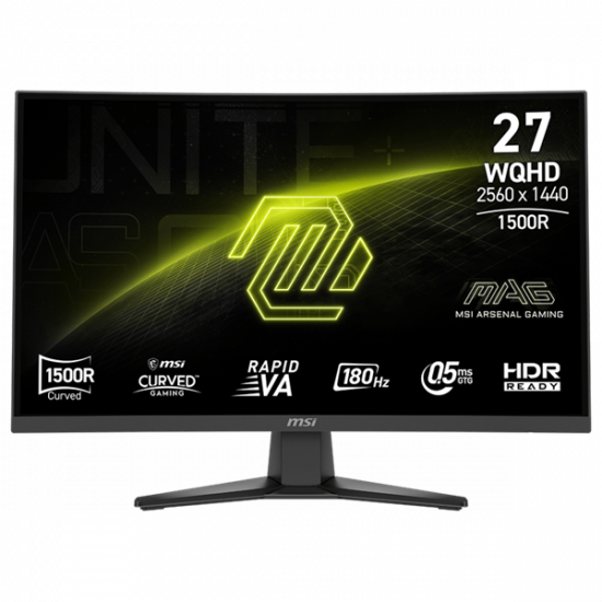 MSI Monitor GAMING MAG 275CQF E18 Ívelt 27" WQHD 2560x1440 180Hz Rapid VA 1500R, 5000:1, 0,5ms, 2x HDMI,DP, USB-C