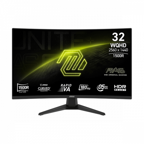 MSI Monitor GAMING MAG 321CQF E18 31,5" Ívelt Rapid VA WQHD 2560x1440, 16:9 180Hz 0,5ms 3500:1, 2x HDMI, DP, USB-C