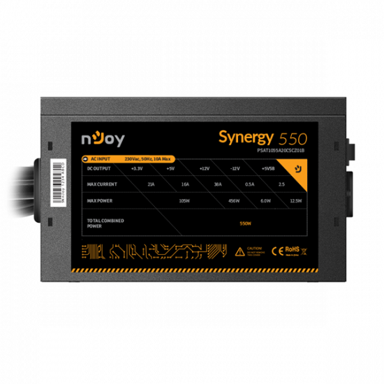 NJOY Tápegység Synergy 550W, 12cm, 20+4, Aktív PFC 80+ White