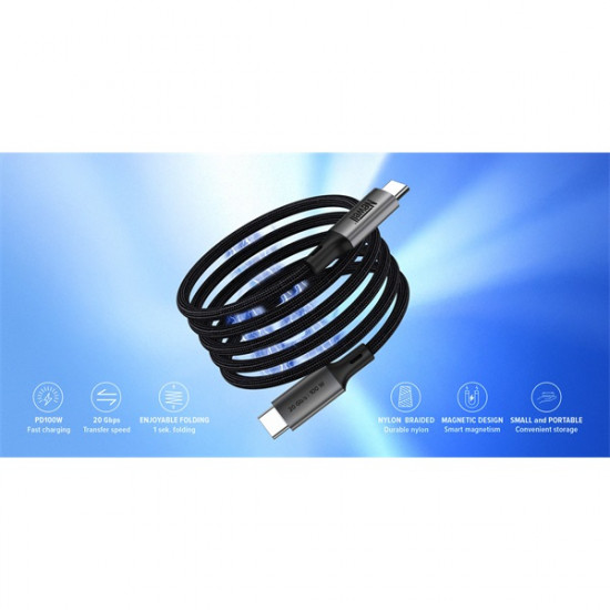 NEWELL USB-C – USB-C 3.2 Gen 2 mágneses gyorstöltő kábel, 20 Gbps adatátvitel, 100W, 40 hónap garancia