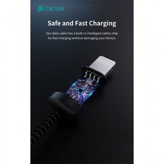 Devia Gracious Series 27W PD Type-C/Lightning adat- és töltőkábel 3m - fekete