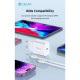 Devia Smart Series 30W GaN PD+QC hálózati gyorstöltő adapter + Type-C/Lightning kábel - fehér