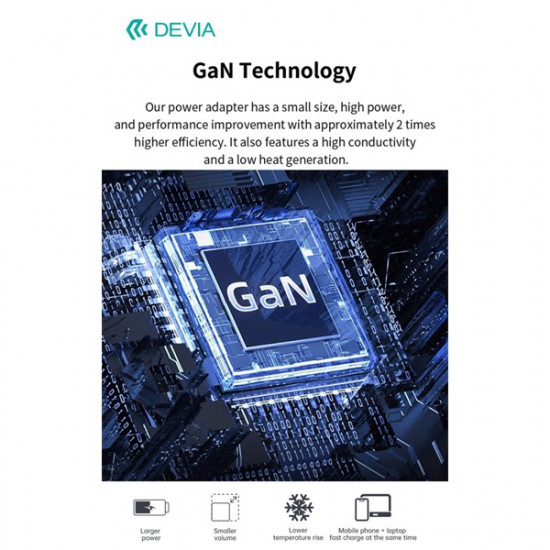 Devia Smart Series 30W GaN PD+QC hálózati gyorstöltő adapter + Type-C/Lightning kábel - fehér