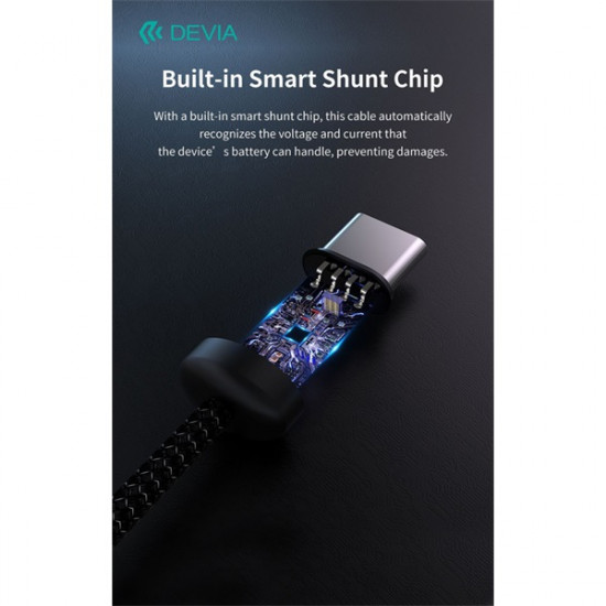 Devia Gracious Series 60W PD Type-C/Type-C adat- és töltőkábel 1m - fekete