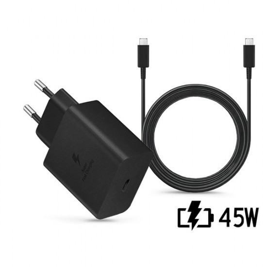 Samsung gyári hálózati töltő adapter TypeC bemenet 1,8  TypeC kábel 45W  EPTA845XBEG PD.3.0 Super Fast ECO csom
