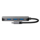 Nedis CCGB64220GY01 4 portos USB-C hub, USB-C dugó (USB C) to 4x USB A 3.2 Gen1
