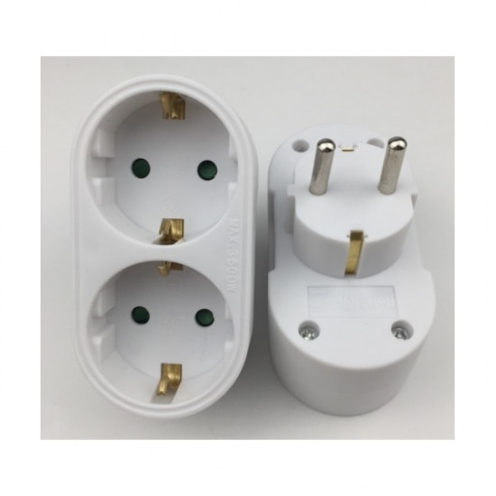 BLACKBIRD Hálózati Dugalj elosztó 250V, Max:3500W 2x16A/250V GZB02 gyerekvédelem, Fehér