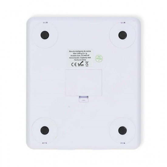 Nedis KASC800WTW konyhai okos mérleg, Bluetooth, 5000 féle élelmiszer tápértéke és energiaértéke