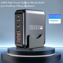 BLACKBIRD Töltő 1xUSB-C PD100W, 2xUSB-C PD20W, 2xUSB GAN200W, Ezüst