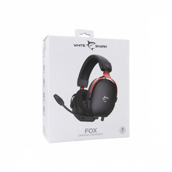 White Shark FOX-B, GH-2445B, gamer fejhallgató, mikrofonnal, fekete