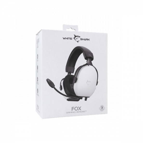White Shark FOX-W, GH-2445W, gamer fejhallgató, mikrofonnal, fehér