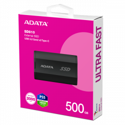 ADATA SSD Külső USB 3.2 500GB SD810, Fekete