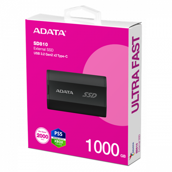 ADATA SSD Külső USB 3.2 1TB SD810, Fekete