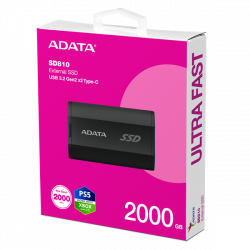 ADATA SSD Külső USB 3.2 2TB SD810, Fekete