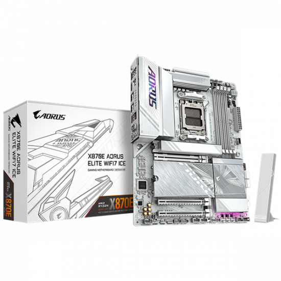 GIGABYTE Alaplap AM5 X870E AORUS ELITE WIFI7 ICE AMD X870, ATX