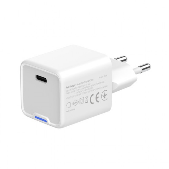 COLORWAY AC töltő GaN Mini, CW-CHS052PD-WT 25W PD port PPS USB-C fehér