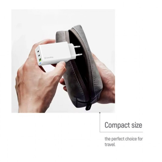 COLORWAY AC töltő GaN Mini CW-CHS058PD-WT 65W PD port PPS USB (USB-2C1A) fehér