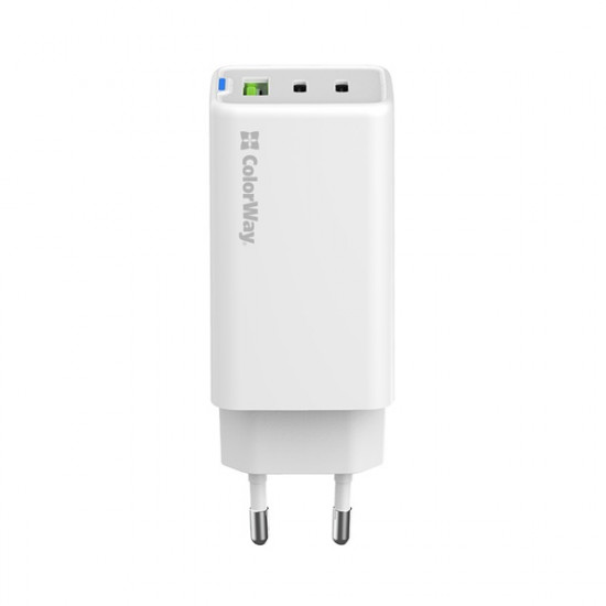 COLORWAY AC töltő GaN Mini CW-CHS058PD-WT 65W PD port PPS USB (USB-2C1A) fehér