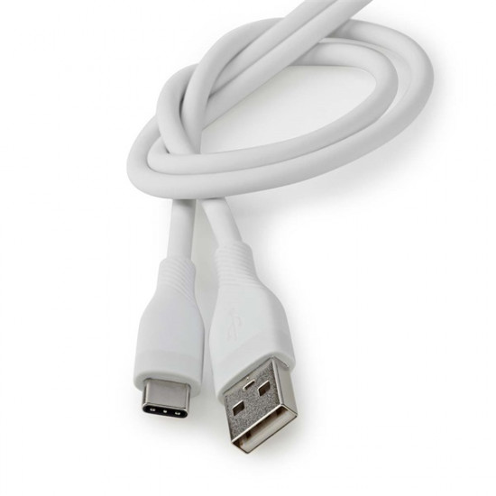 Nedis CCGB60800WT15 flexibilis USB A - USB C (USB-C) kábel, USB2.0, 15W, hossz 1,5m, fehér rugalmas szilikon
