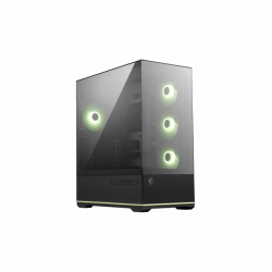 MSI Ház Micro ATX PANO 110R PZ, 4xARGB ventilátor, Tápegység nélkül, üvegfalú, fekete