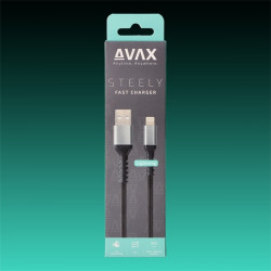AVAX Töltőkábel, USB-A - Lightning, 3A, 1,5 méter, acélszürke